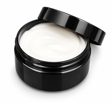 Load image into Gallery viewer, Black 100 mL moisturiser jar filled with cream